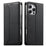 For iPhone 16 Pro Wallet Stand Case Line Splicing TPU PU Leather Phone Cover - Black - 1