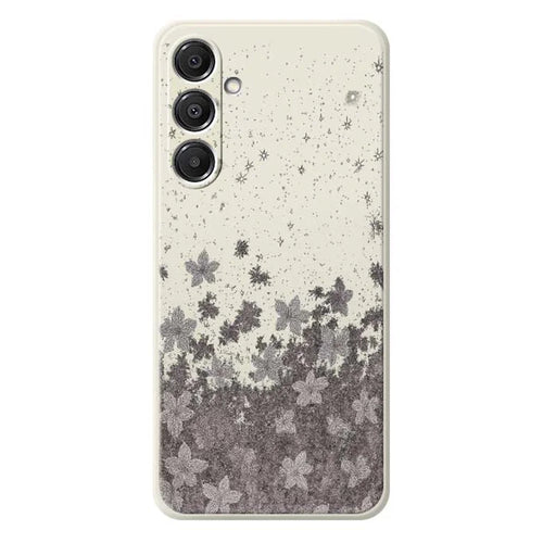 For Samsung Galaxy A57 5G Case Grey Flowers Pattern Printing Straight Edge TPU Phone Back Cover - Beige - 1