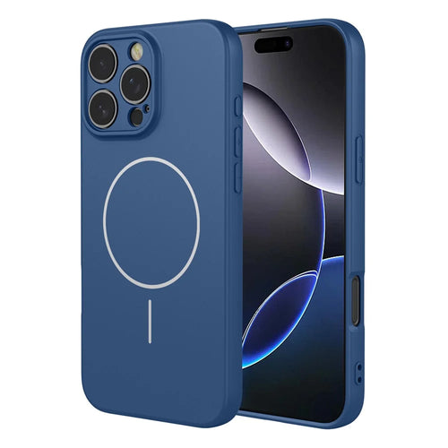 For iPhone 16 Pro Magnetic Case Anti Drop Soft TPU Phone Back Cover Compatible with MagSafe - Blue - 1