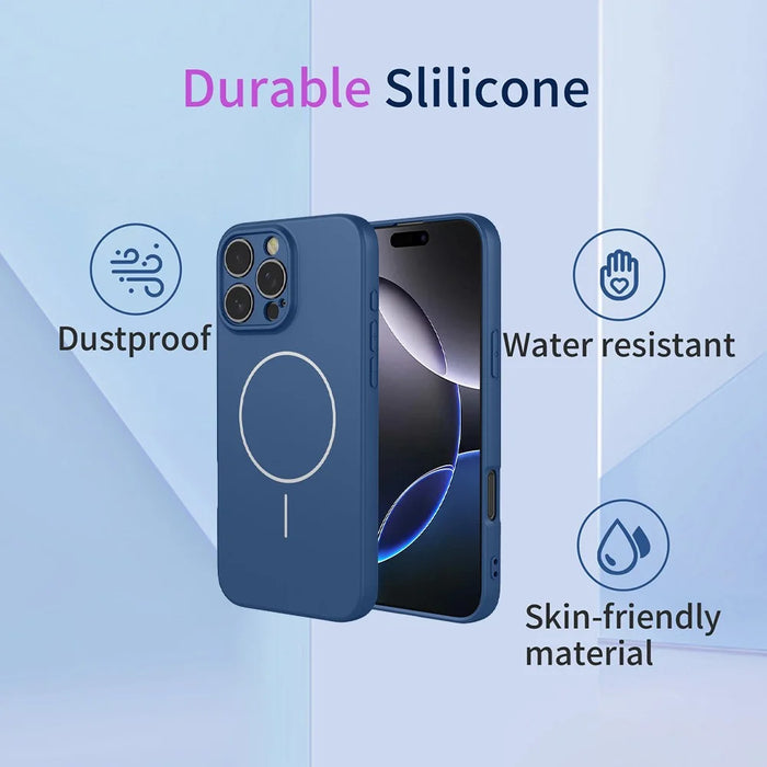For iPhone 16 Pro Magnetic Case Anti Drop Soft TPU Phone Back Cover Compatible with MagSafe - Blue - 2