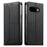 For Google Pixel 9a Wallet Stand Case Line Splicing TPU PU Leather Phone Cover - Black - 1