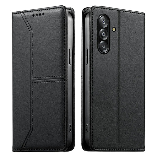 Phone Case For Samsung Galaxy A18 5G / A18 4G / A17 5G / A17 4G Wallet Stand Line Splicing TPU PU Leather Phone Cover - Black - 1