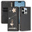 For iPhone 16 Pro Max / iPhone 16 Pro Leather Case RFID Blocking Wallet Stand Rhinestones Ballet Dancer Flip Phone Cover - Black - 2