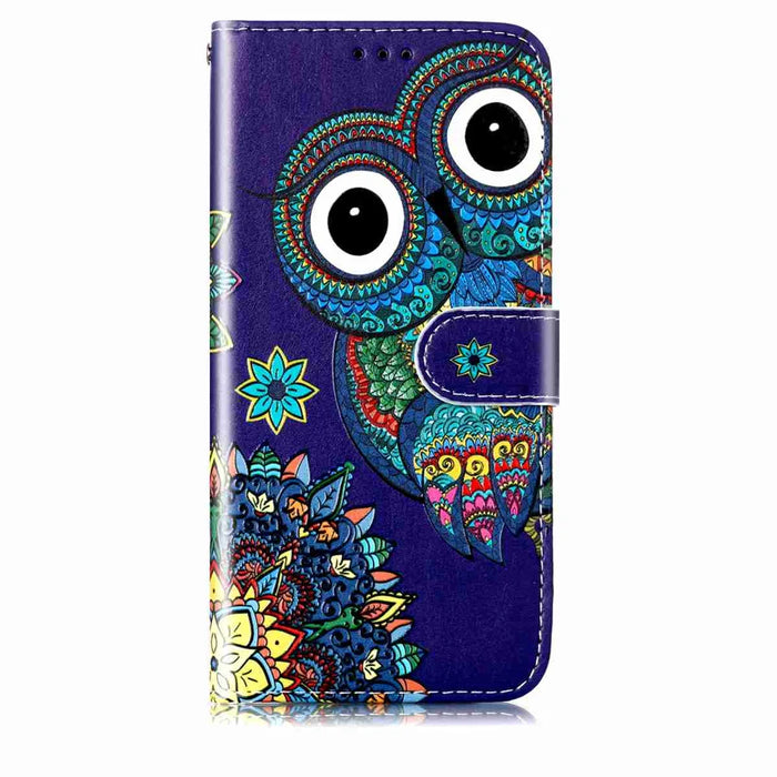 For Samsung Galaxy A37 5G Case Pattern Leather Wallet Phone Cover with Strap - Blue Owl - 3