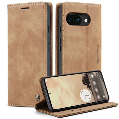 CASEME For Google Pixel 10a Wallet Case  013 Series PU Leather Phone Cover Stand - Brown - 1