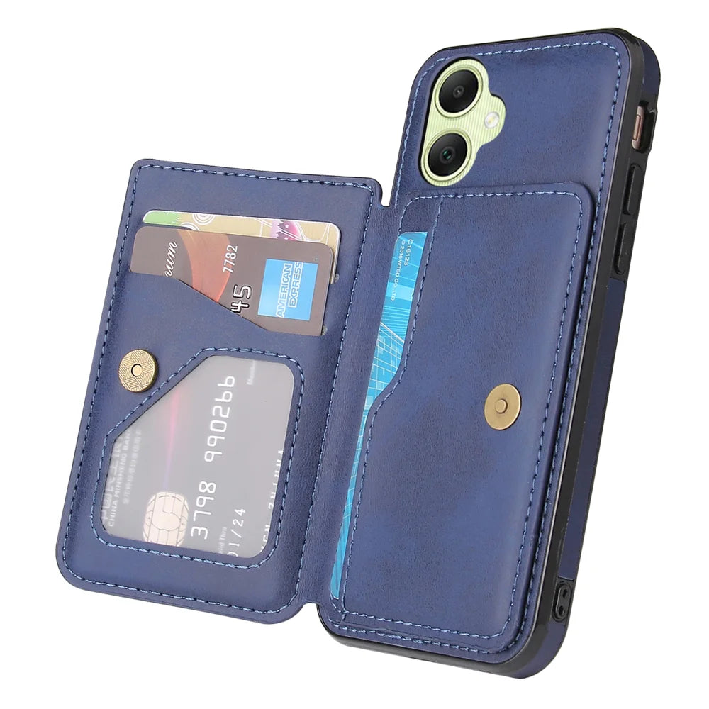 For Samsung Galaxy A08 5G / A08 4G / A07 4G Case Card Holder Kickstand PU Leather + TPU Phone Cover - Blue - 2