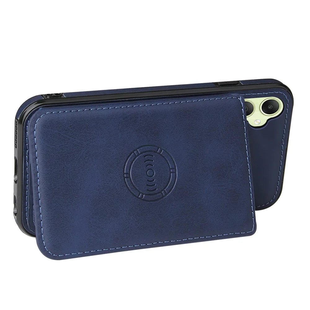 For Samsung Galaxy A08 5G / A08 4G / A07 4G Case Card Holder Kickstand PU Leather + TPU Phone Cover - Blue - 4
