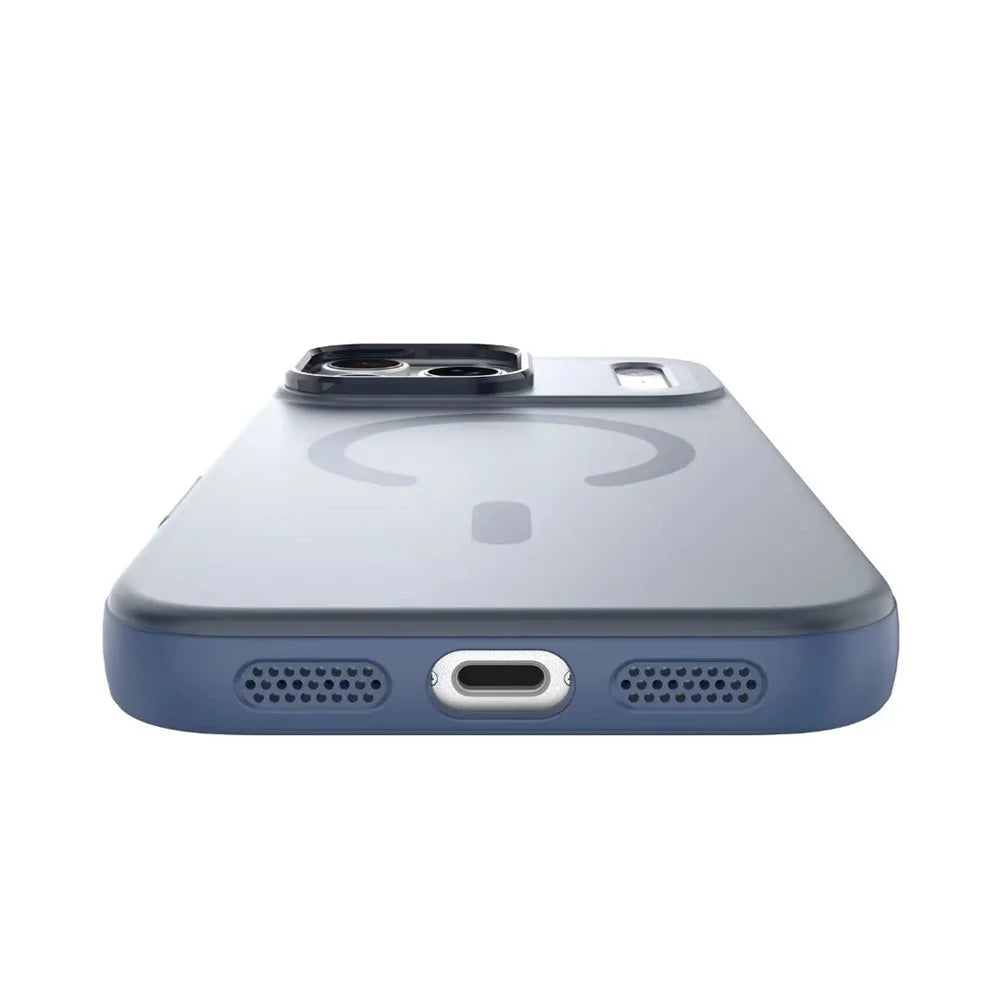 For iPhone 17 Pro Magnetic Case 2.5mm Skin Touch PC TPU Anti-slip Phone Cover Compatible with MagSafe - Dark Blue - 3