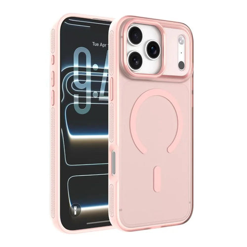 For iPhone 17 Pro Max Magnetic Case 2.5mm Skin Touch PC TPU Anti-slip Phone Cover Compatible with MagSafe - Pink - 1