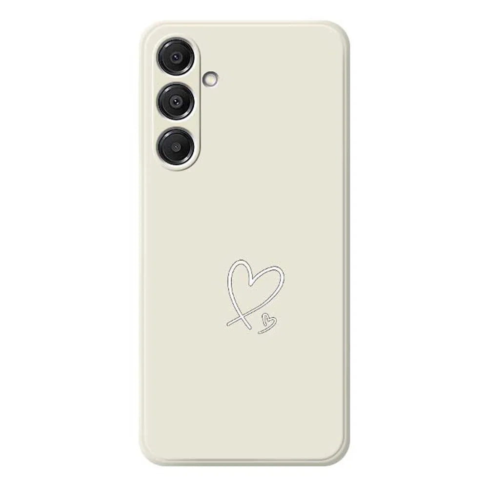 For Samsung Galaxy A57 5G Case White Love Pattern Printing Straight Edge TPU Phone Back Cover - Beige - 1