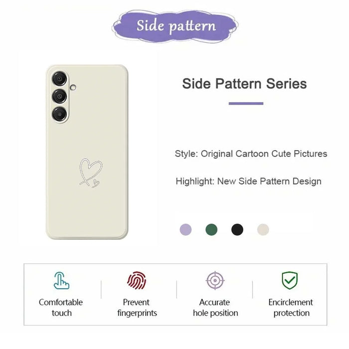 For Samsung Galaxy S26 Case White Love Pattern Printing Straight Edge TPU Phone Back Cover - Beige - 2