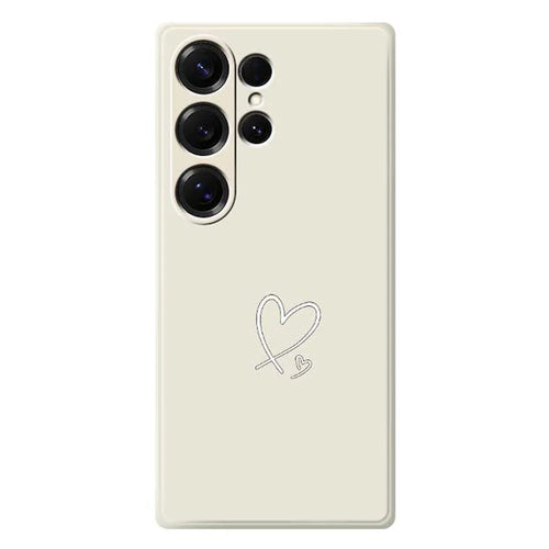 For Samsung Galaxy S26 Ultra Case White Love Pattern Printing Straight Edge TPU Phone Back Cover - Beige - 1