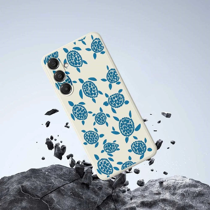 For Samsung Galaxy A37 5G Case Blue Turtle Pattern Printing Straight Edge TPU Phone Back Cover - Beige - 7