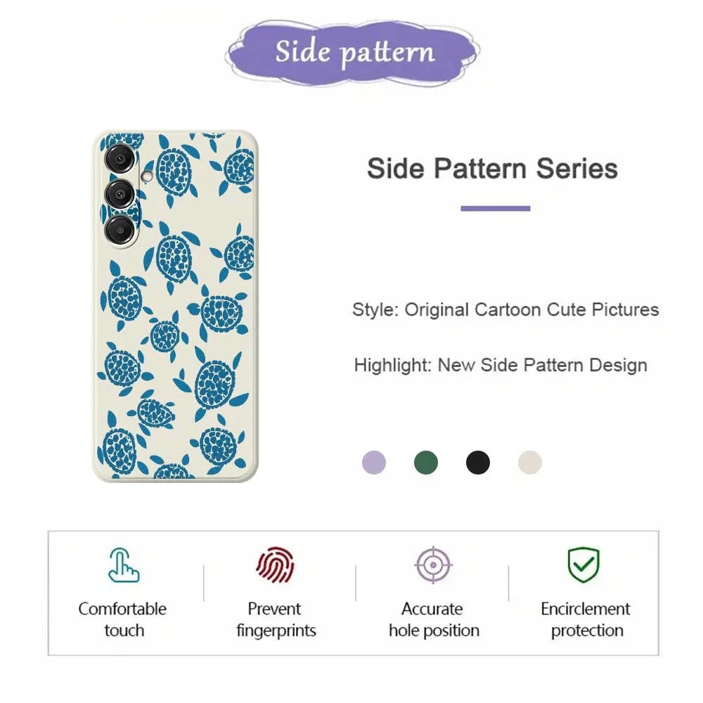 For Samsung Galaxy S26+ Case Blue Turtle Pattern Printing Straight Edge TPU Phone Back Cover - Beige - 2
