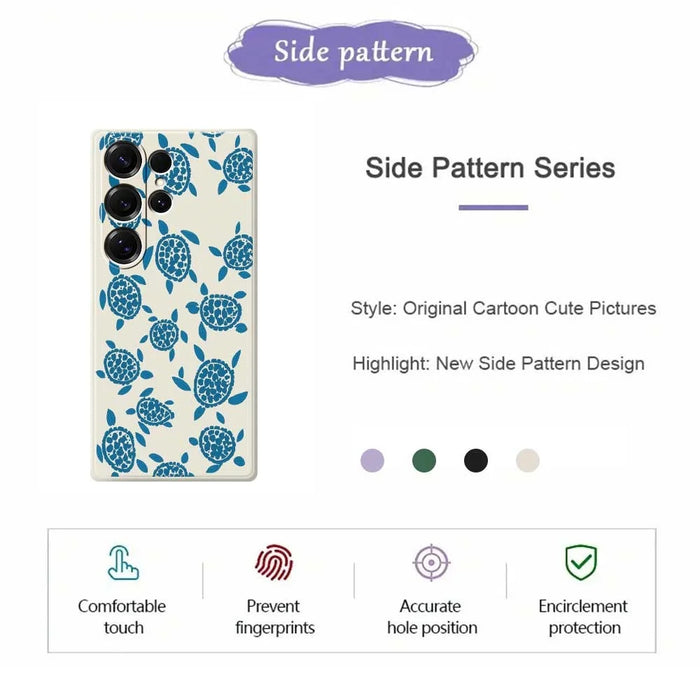 For Samsung Galaxy S26 Ultra Case Blue Turtle Pattern Printing Straight Edge TPU Phone Back Cover - Beige - 2