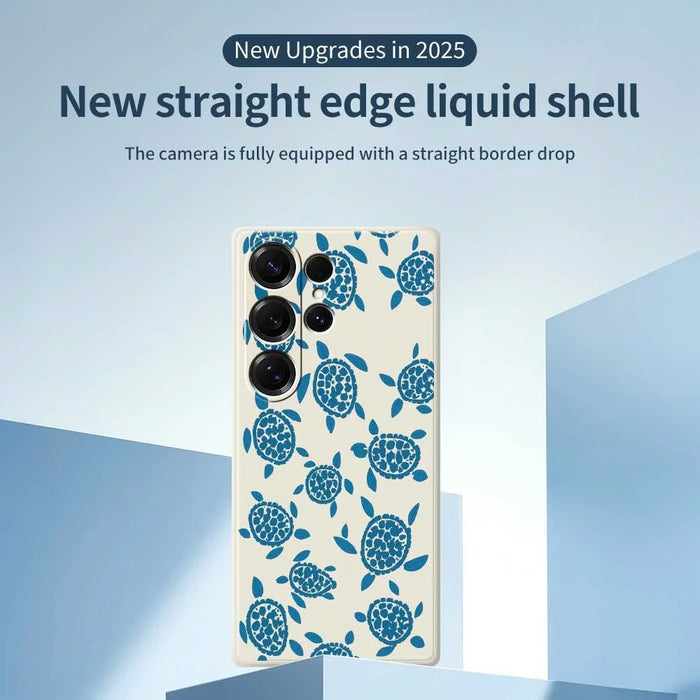 For Samsung Galaxy S26 Ultra Case Blue Turtle Pattern Printing Straight Edge TPU Phone Back Cover - Beige - 3