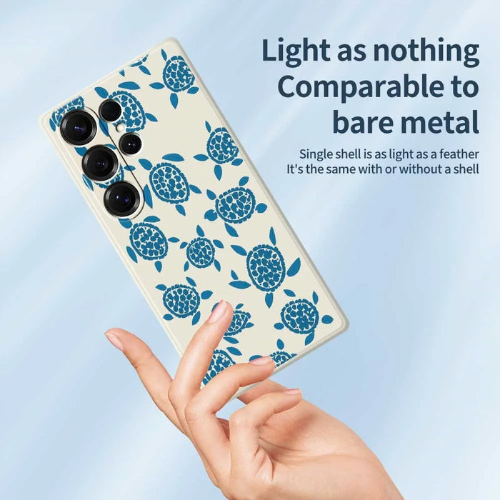 For Samsung Galaxy S26 Ultra Case Blue Turtle Pattern Printing Straight Edge TPU Phone Back Cover - Beige - 4