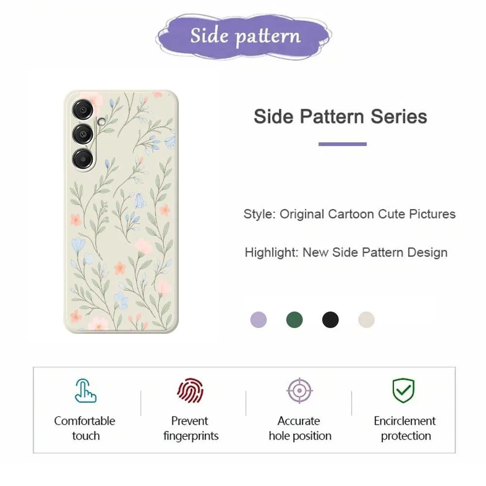 For Samsung Galaxy S26+ Case Pink Blue Flowers Pattern Printing Straight Edge TPU Phone Back Cover - Beige - 2