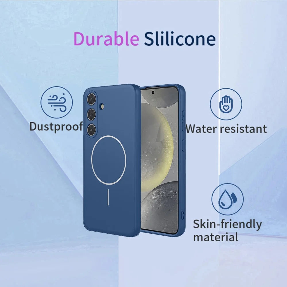 For Samsung Galaxy S25 Magnetic Case Anti Drop Soft TPU Phone Back Cover - Blue - 2