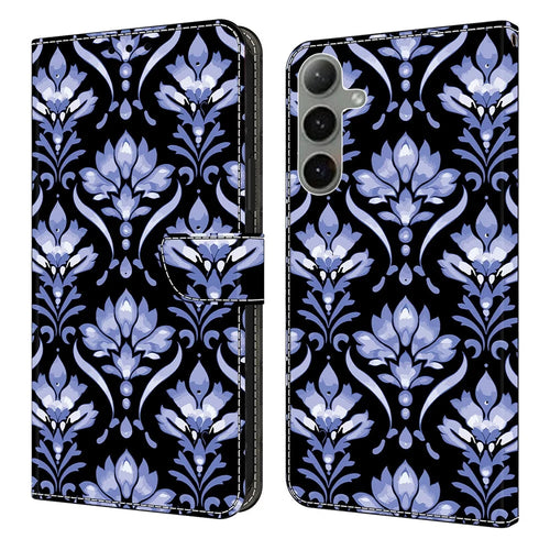 For Samsung Galaxy S26 Leather Case Pattern Printing Wallet Stand Anti Drop Phone Cover - Flower Texture - 1