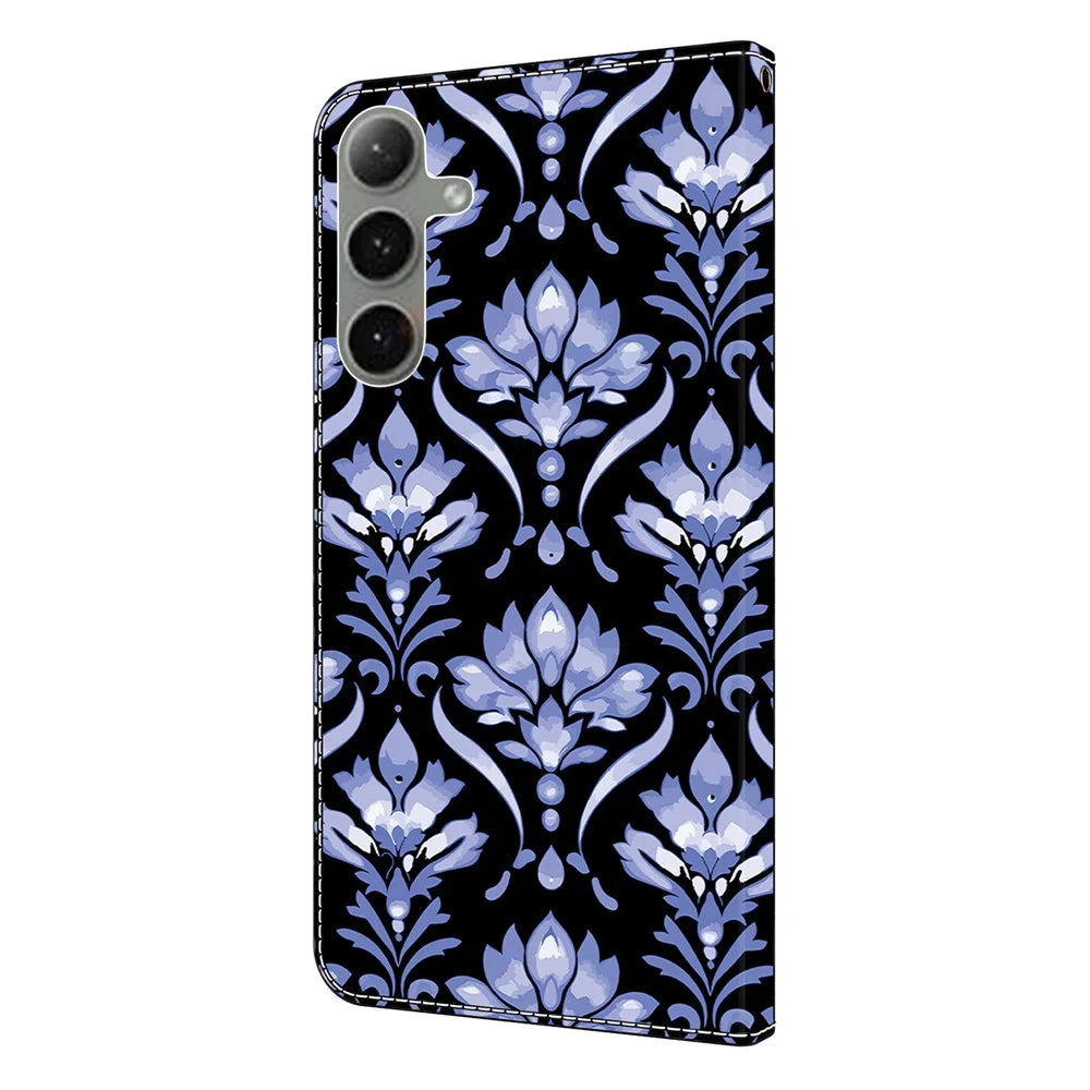 For Samsung Galaxy S26 Leather Case Pattern Printing Wallet Stand Anti Drop Phone Cover - Flower Texture - 7