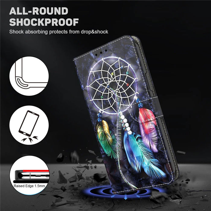 For Samsung Galaxy A57 5G Case Stand Pattern Printing Leather Phone Cover - Dream Catcher - 4