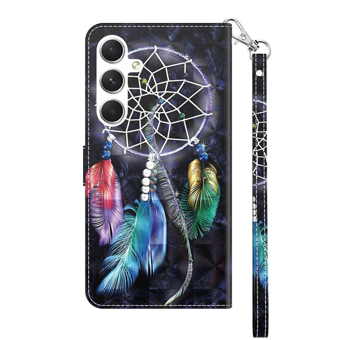 For Samsung Galaxy A57 5G Case Stand Pattern Printing Leather Phone Cover - Dream Catcher - 7