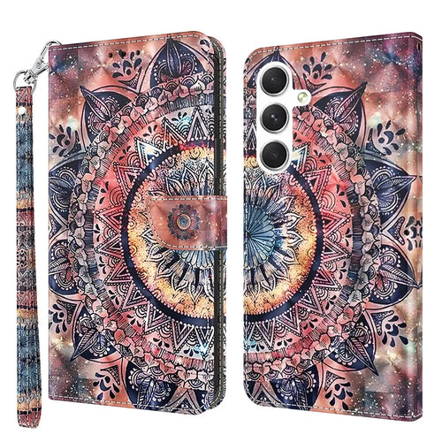 For Samsung Galaxy S26 Case Stand Pattern Printing Leather Phone Cover - Color Mandala - 1