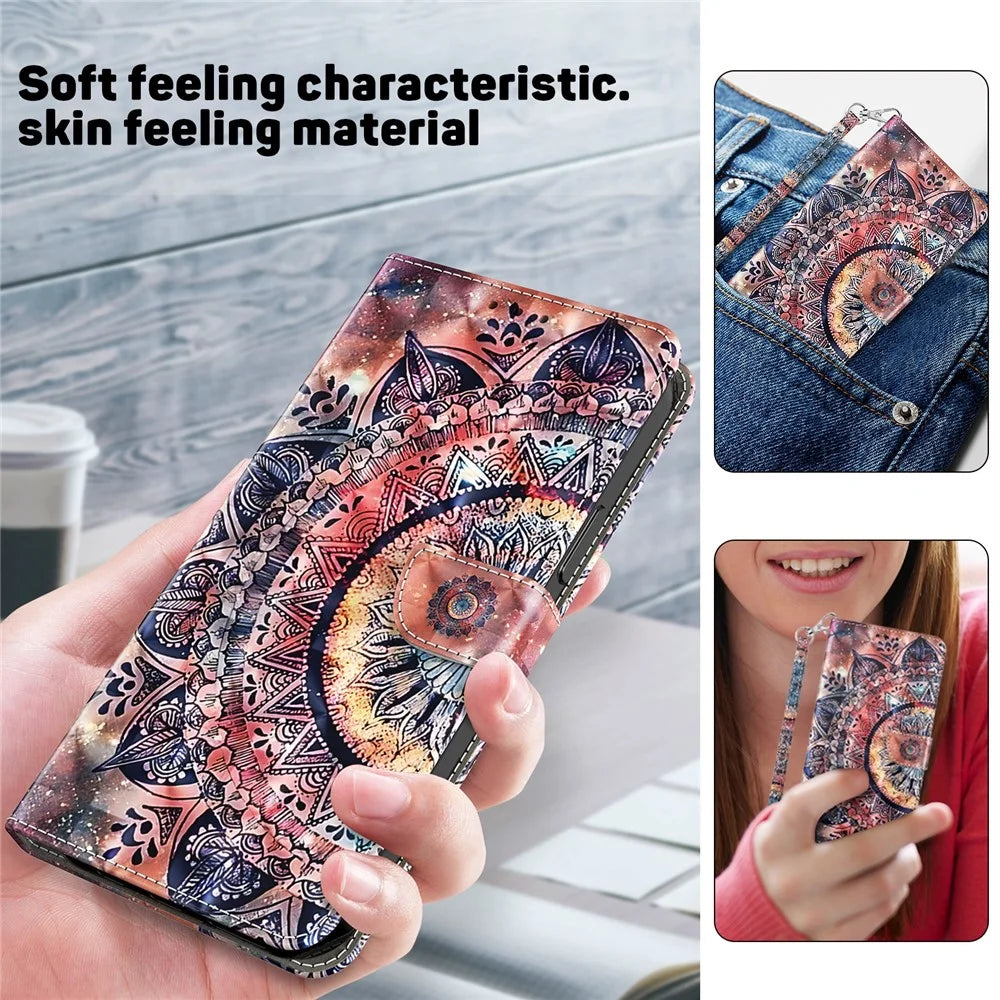 For Samsung Galaxy S26 Case Stand Pattern Printing Leather Phone Cover - Color Mandala - 5