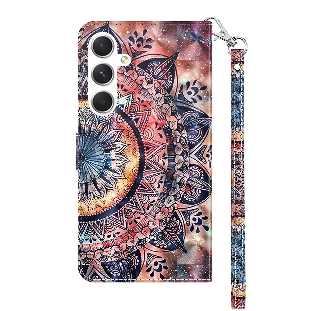 For Samsung Galaxy S26 Case Stand Pattern Printing Leather Phone Cover - Color Mandala - 7