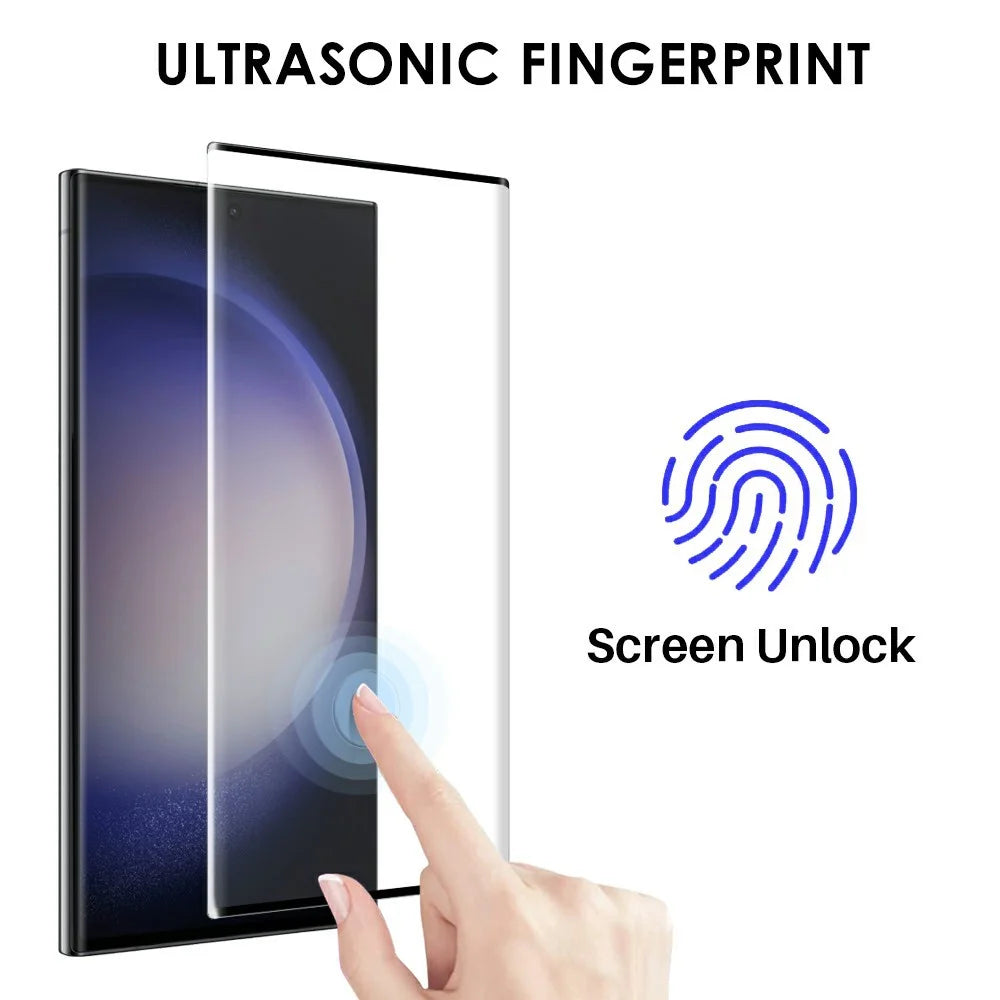 NORTHJO For Samsung Galaxy S23 Ultra TPU Phone Case + Tempered Glass Film + Camera Lens Protector (Support Fingerprint Unlock) - Transparent - 4