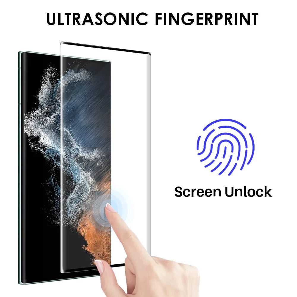 NORTHJO For Samsung Galaxy S22 Ultra 5G TPU Phone Case + Tempered Glass Film + Camera Lens Protector (Support Fingerprint Unlock) - Transparent - 4