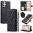 For Samsung Galaxy S26 Ultra Case Wallet Rhombus Grid PU Leather Phone Cover with Shoulder Strap  /  Wrist Strap - Black - 1
