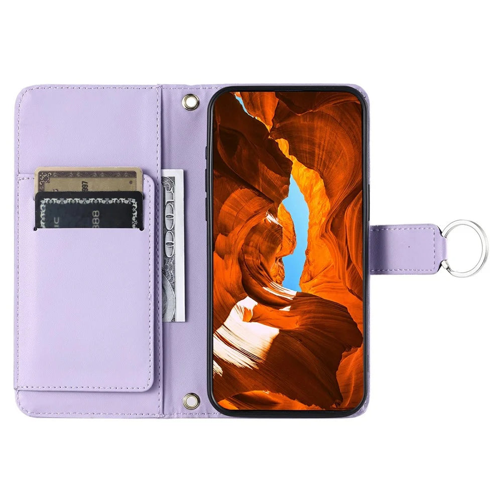 For Samsung Galaxy S26 Ultra Case Ring Buckle Wallet Stand Rhombus Crossbody Leather Mobile Cover - Purple - 2