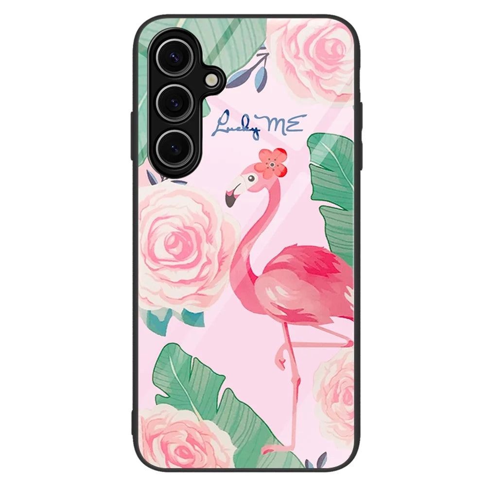 For Samsung Galaxy A57 5G Case Tempered Glass + PC + TPU Phone Protector Pattern Printing - Bird - 1