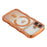 For iPhone 17 Magnetic Case Electroplated Wave Frame Rhinestone Decor TPU PC Phone Cover with Love Glitter Paper - Orange - 5