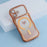 For iPhone 17 Magnetic Case Electroplated Wave Frame Rhinestone Decor TPU PC Phone Cover with Love Glitter Paper - Orange - 6