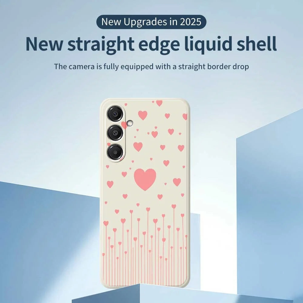 For Samsung Galaxy A57 5G Case Pink Love Pattern Printing Straight Edge TPU Phone Back Cover - Beige - 3