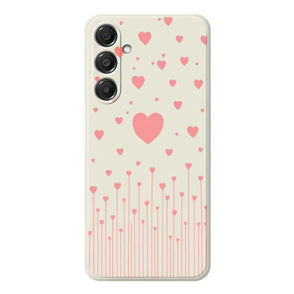 For Samsung Galaxy S26 Case Pink Love Pattern Printing Straight Edge TPU Phone Back Cover - Beige - 1