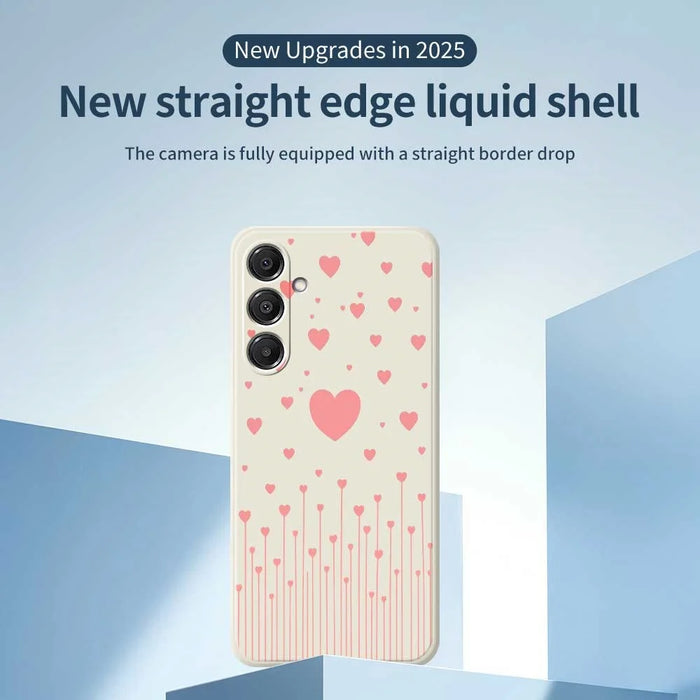 For Samsung Galaxy S26 Case Pink Love Pattern Printing Straight Edge TPU Phone Back Cover - Beige - 3