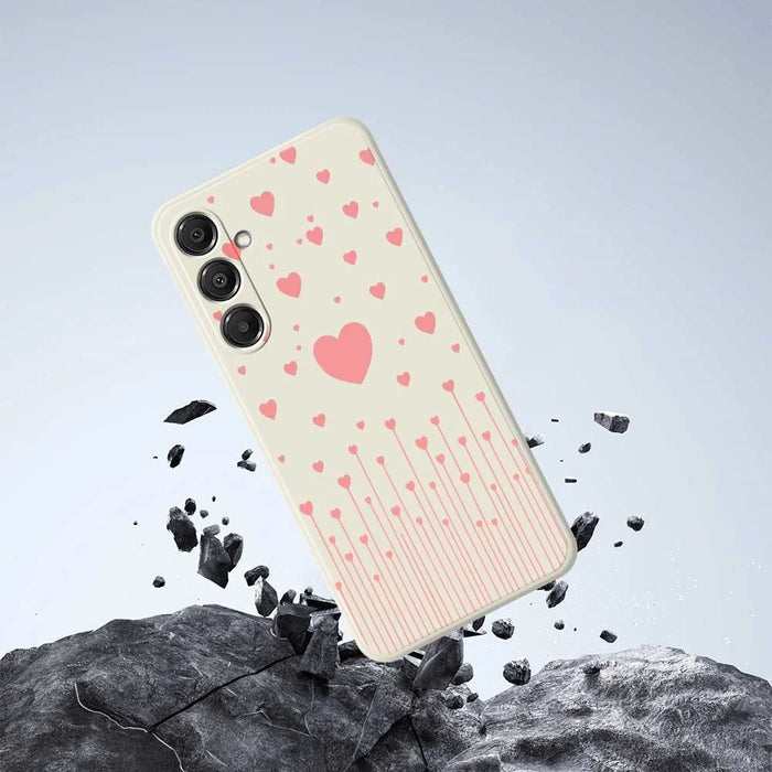 For Samsung Galaxy S26+ Case Pink Love Pattern Printing Straight Edge TPU Phone Back Cover - Beige - 6