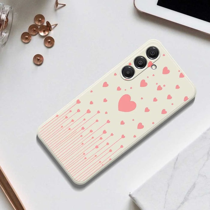 For Samsung Galaxy S26+ Case Pink Love Pattern Printing Straight Edge TPU Phone Back Cover - Beige - 7