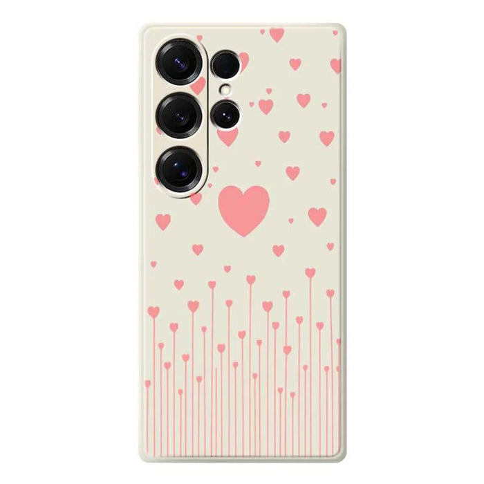 For Samsung Galaxy S26 Ultra Case Pink Love Pattern Printing Straight Edge TPU Phone Back Cover - Beige - 1