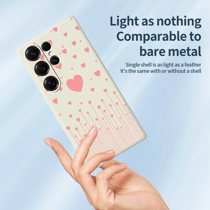 For Samsung Galaxy S26 Ultra Case Pink Love Pattern Printing Straight Edge TPU Phone Back Cover - Beige - 4
