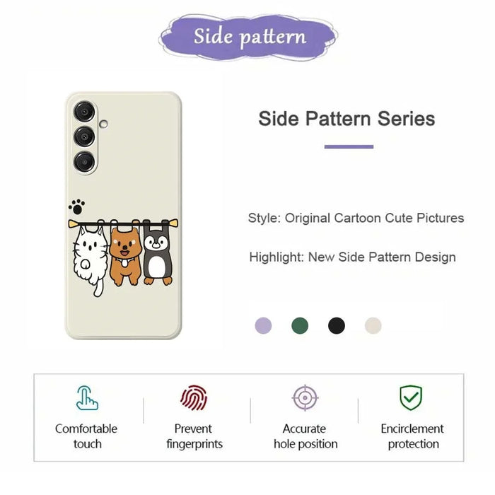 For Samsung Galaxy A57 5G Case Three Animal Dolls Pattern Printing Straight Edge TPU Phone Back Cover - Beige - 2
