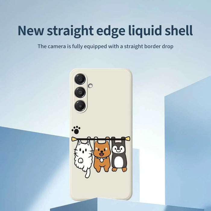 For Samsung Galaxy A57 5G Case Three Animal Dolls Pattern Printing Straight Edge TPU Phone Back Cover - Beige - 3