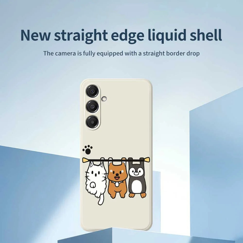 For Samsung Galaxy S26+ Case Three Animal Dolls Pattern Printing Straight Edge TPU Phone Back Cover - Beige - 3