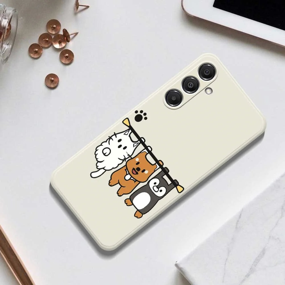 For Samsung Galaxy S26+ Case Three Animal Dolls Pattern Printing Straight Edge TPU Phone Back Cover - Beige - 7