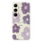 For Samsung Galaxy A37 5G Case Purple Flower Pattern Printing Straight Edge TPU Phone Back Cover - Beige - 1