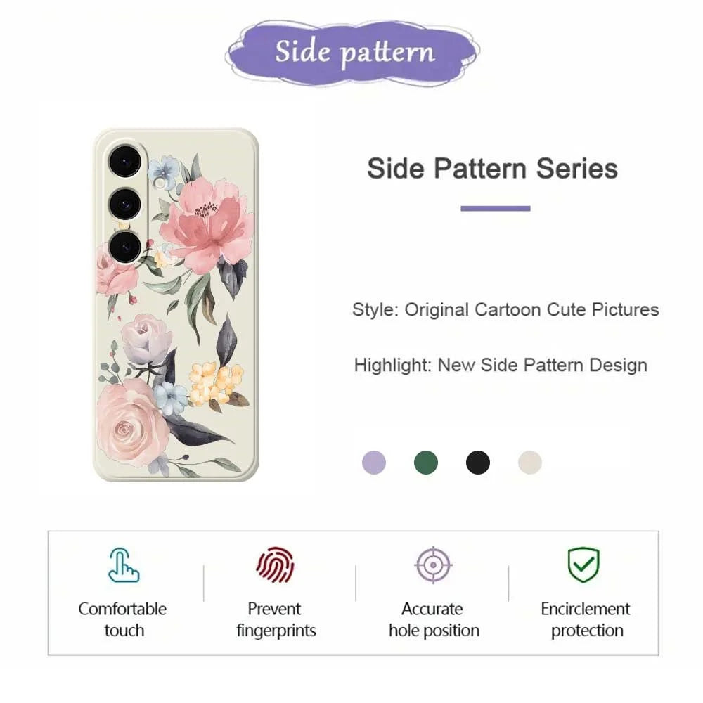 For Samsung Galaxy A37 5G Case Big Flowers Pattern Printing Straight Edge TPU Phone Back Cover - Beige - 2